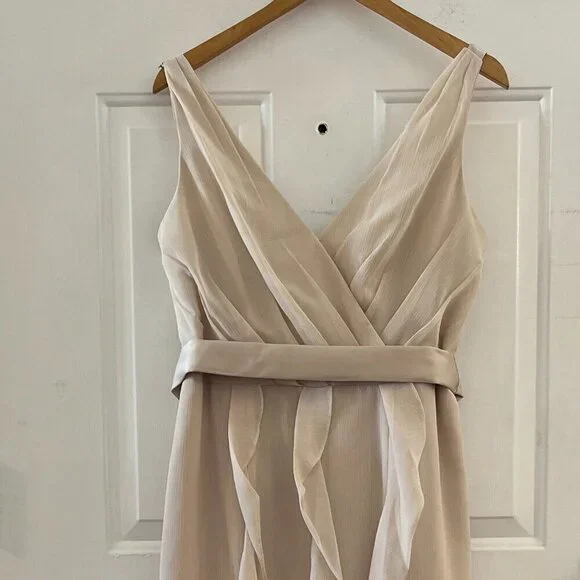 Vera Wang White Chiffon Cascading Skirt Plus-Size Event Maxi Dress Sz 14 - Picture 2 of 12